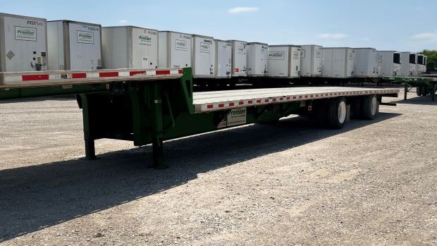 Stationary flatbed in a parking lot